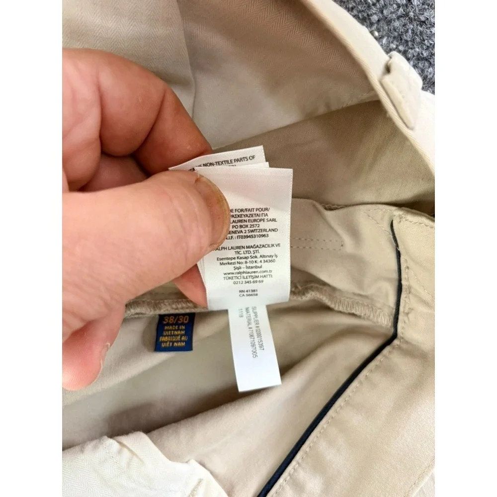 Polo Ralph Lauren Pants Mens Light Beige Chino Straight Leg Cotton Size 38X30